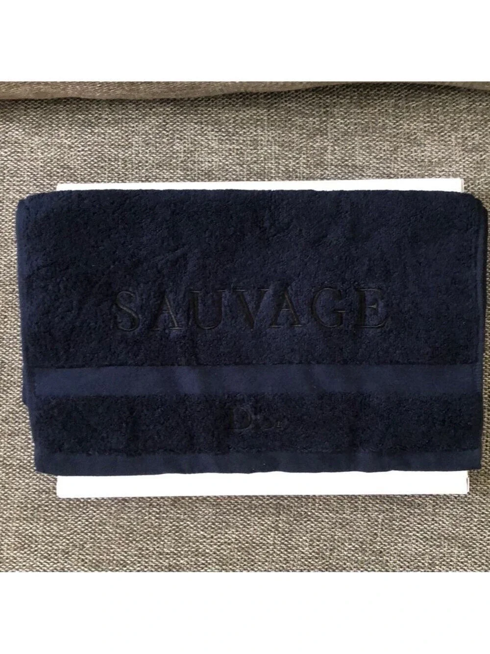 Dior Sauvage Men’s Face Hand Towel Navy Blue Logo Cotton Authentic